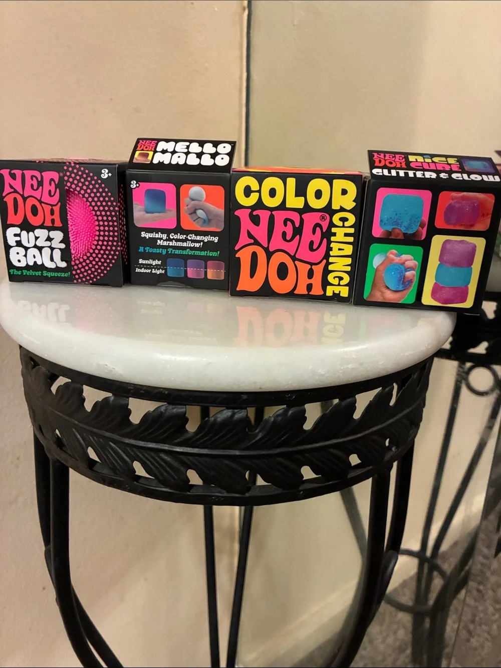 Needoh Color Change, Fuzz Ball, Mello Mallo, Glitter & Glow set of 4